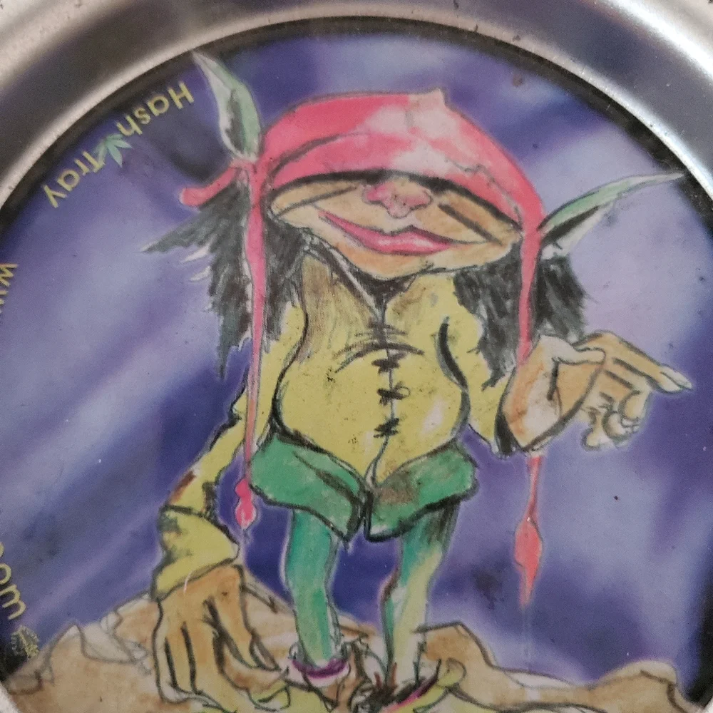 UNIQUE VINTAGE ASHTRAY Hash Tray With Lid Travel 1970s Hippy 5½